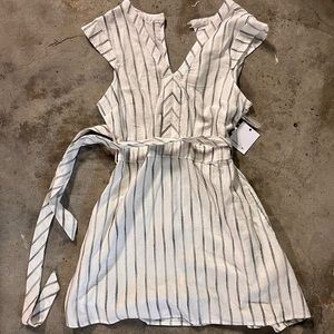 O’Neill black and white striped side tie dress
